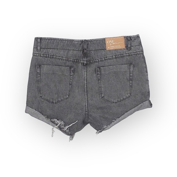 new One Teaspoon ♐︎ Superfreaks Lace Up Denim Short ♐︎ Phantom Dirty Black ♐︎ 24 - Picture 2 of 16